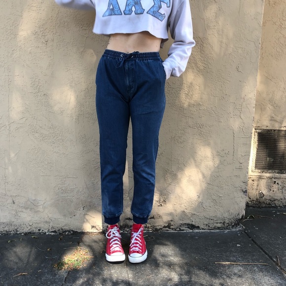 Draw-string Denim Track Pants - Picture 5 of 5